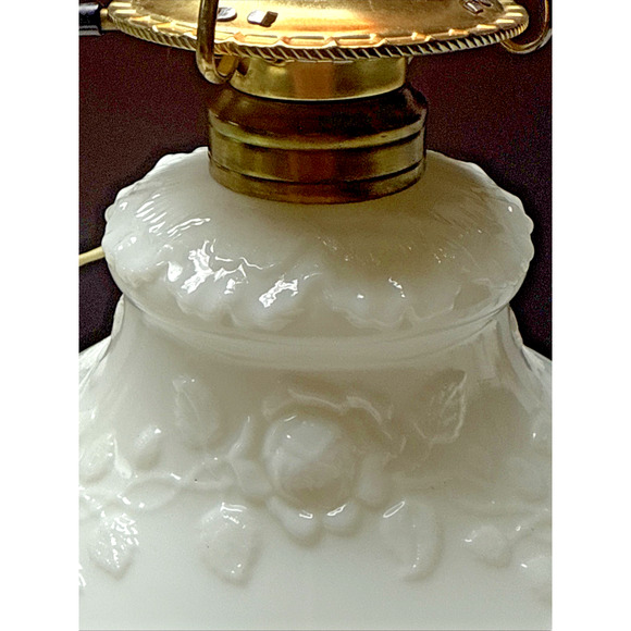 EAPG Dithridge Colonial OMN Rose Wreath Milk Glass Rose Wreath Lamp Base As-Is - Picture 2 of 15